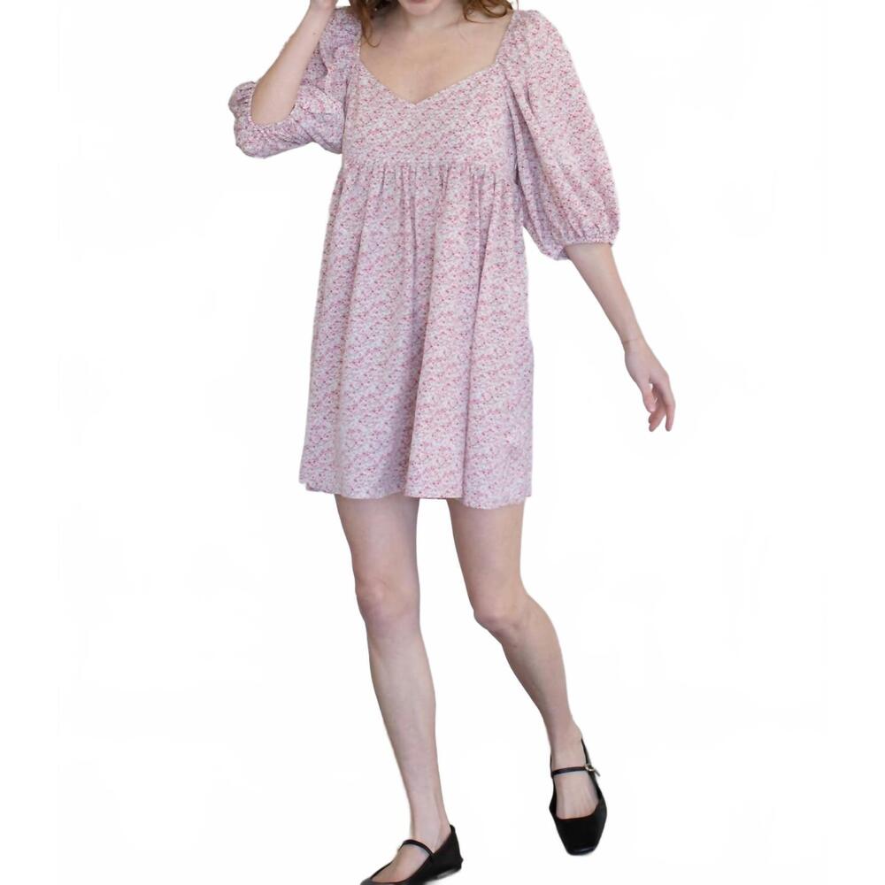 NEW THINGS BETWEEN rosie dress in pink ivory floral